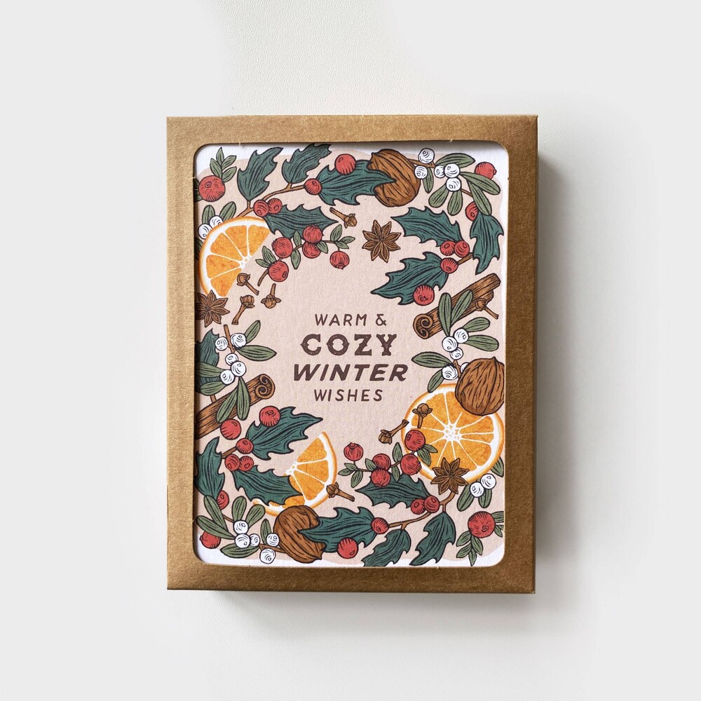 Warm + Cozy Winter Holiday Card Boxed Set of 8